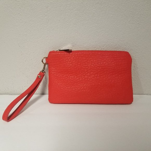 Womens Express Red Wristlet Wallet with Removable Pouch and Strap